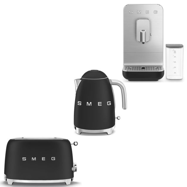 Tuotepaketti Smeg - leivänpaahdin TSF01, vedenkeitin KLF03 1,7 l ja espressokone BCC13, musta