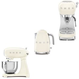 Tuotepaketti Smeg - vedenkeitin KLF03 1,7 l, espressokone ECF02 ja yleiskone SMF03