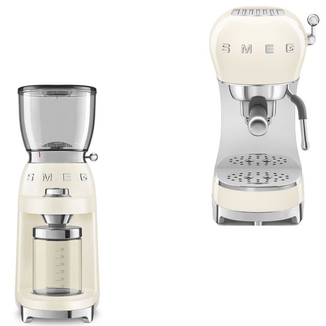 Tuotepaketti Smeg - espressokone ECF02 ja kahvimylly CGF11, beige