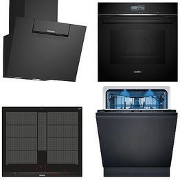 Keittiön kodinkonepaketti Siemens, sis. uuni HB776G3B2S, induktioliesitaso EX675LYV1E, astianpesukone SN65EX22CE ja liesituuletin LI67RB531