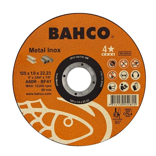 Katkaisulaikka Bahco A60R INOX+Fe T41, 125x1.0x22.23mm