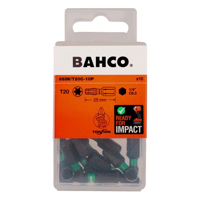 Iskukärkisarja Bahco 66IM TORX T20 25mm, 10kpl