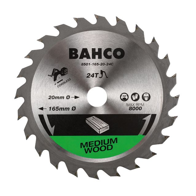 Pyörösahanterä Bahco 165x20mm 24H puulle