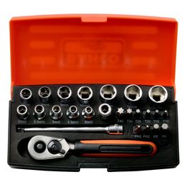 Hylsyavainsarja Bahco SL25, 1/4", lyhyet, 25 osaa
