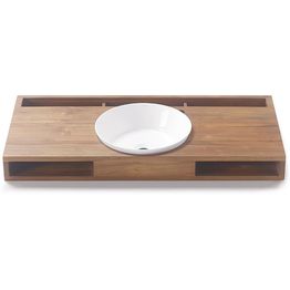 Pesuallas Bathco Ribe Ø340mm tasolla posliini/tiikki