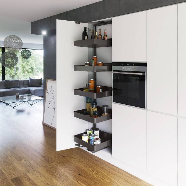 Ulosvedettävä hyllykkö Beslag Design Planero 400x1700-1950mm harmaa