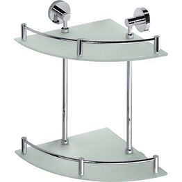 Kylpyhuonehylly nurkkaan Bemeta Omega, kaksi tasoa, kaiteella, hopea