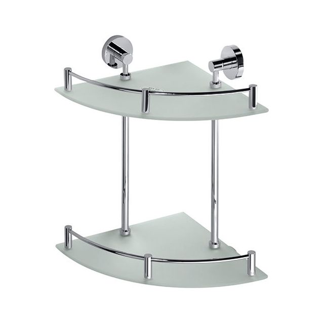 Kylpyhuonehylly nurkkaan Bemeta Omega, kaksi tasoa, kaiteella, hopea