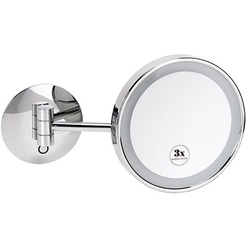 LED-meikkipeili Bemeta, Ø 200 mm, 3-kertainen suurennus, yksi nivel, kiiltävä kromi