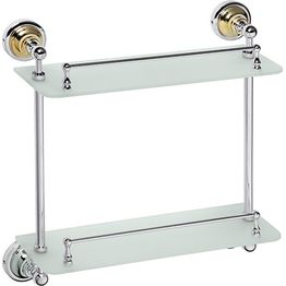 Kaksoispyyhehylly Bemeta Retro, 605 mm, kaiteella, kulta/kromi