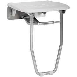 Taittuva suihkuistuin tuella Bemeta, ruostumaton teräs/muovi, valkoinen