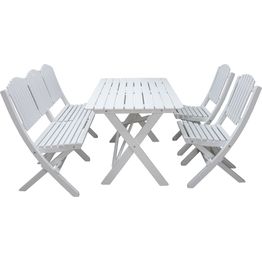 Ruokailuryhmä Baltic Garden Visby 130cm pöytä + 2 tuolia + sohva valkoinen