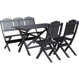 Ruokailuryhmä Baltic Garden Visby 130cm pöytä + 2 tuolia + sohva musta