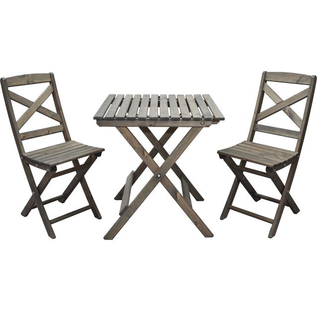 Parvekesetti Baltic Garden Wilma 65x65cm pöytä + 2 tuolia harmaaa