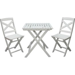 Parvekesetti Baltic Garden Wilma 65x65cm pöytä + 2 tuolia valkoinen