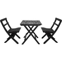 Parvekesetti Baltic Garden Wilma 65x65cm pöytä + 2 Knohult tuolia musta
