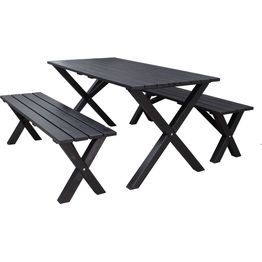 Ruokailuryhmä Baltic Garden Scottsdale 150cm pöytä + 2 penkkiä musta
