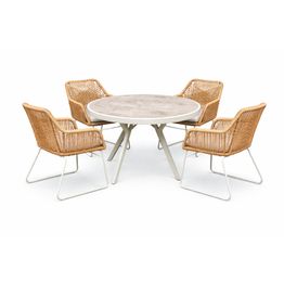 Pyöreä ruokailuryhmä Baltic Garden Palermo pöytä, Ø 130 cm, 4 kpl Seville-nojatuolia