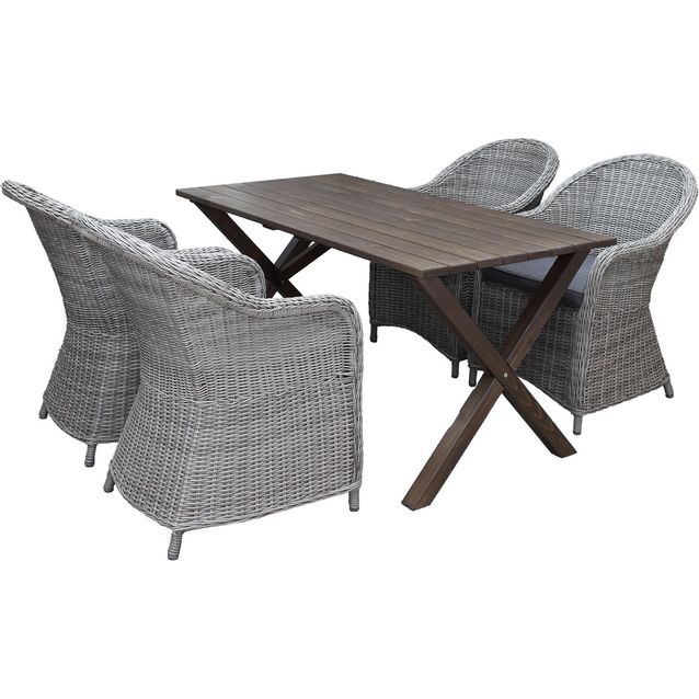 Ruokailuryhmä Baltic Garden, 150x77cm Scottsdale-pöytä + 4 Daisy-tuolia