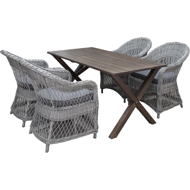 Ruokailuryhmä Baltic Garden, 150x77cm Scottsdale-pöytä + 4 Rosie-tuolia