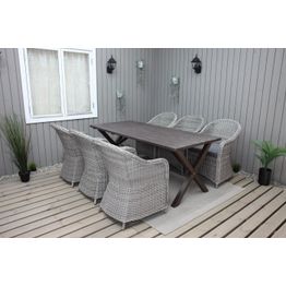Ruokailuryhmä Baltic Garden, 190x86cm Scottsdale-pöytä + 6 Daisy-tuolia