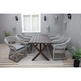 Ruokailuryhmä Baltic Garden, 190x86cm Scottsdale-pöytä + 6 Rosie-tuolia