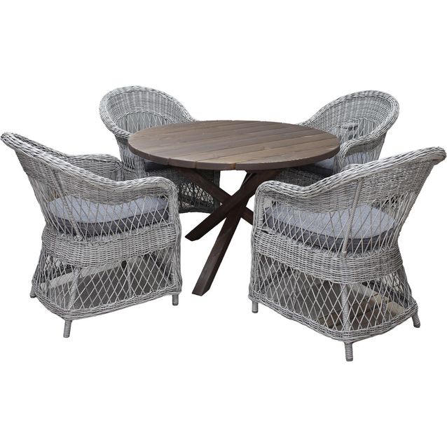 Ruokailuryhmä Baltic Garden, Ø112cm Scottsdale-pöytä + 4 Rosie-tuolia