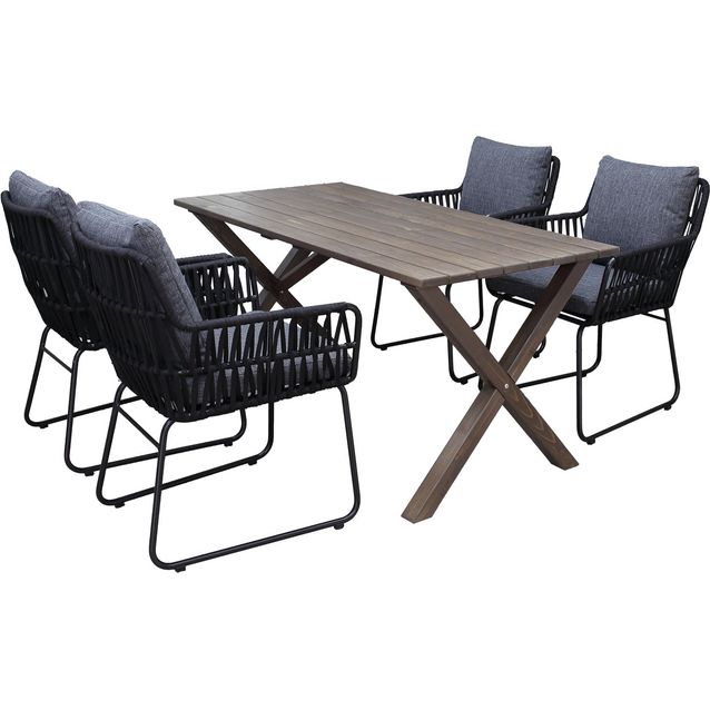 Ruokailuryhmä Baltic Garden, 150x77cm Scottsdale-pöytä + 4 Maggie-tuolia