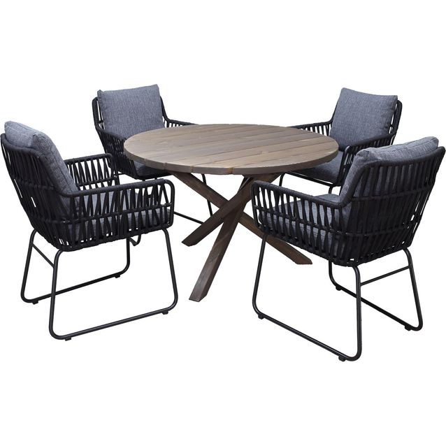 Ruokailuryhmä Baltic Garden, Ø112cm Scottsdale-pöytä + 4 Maggie-tuolia