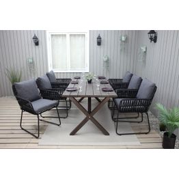 Ruokailuryhmä Baltic Garden, 190x86cm Scottsdale-pöytä + 6 Maggie-tuolia