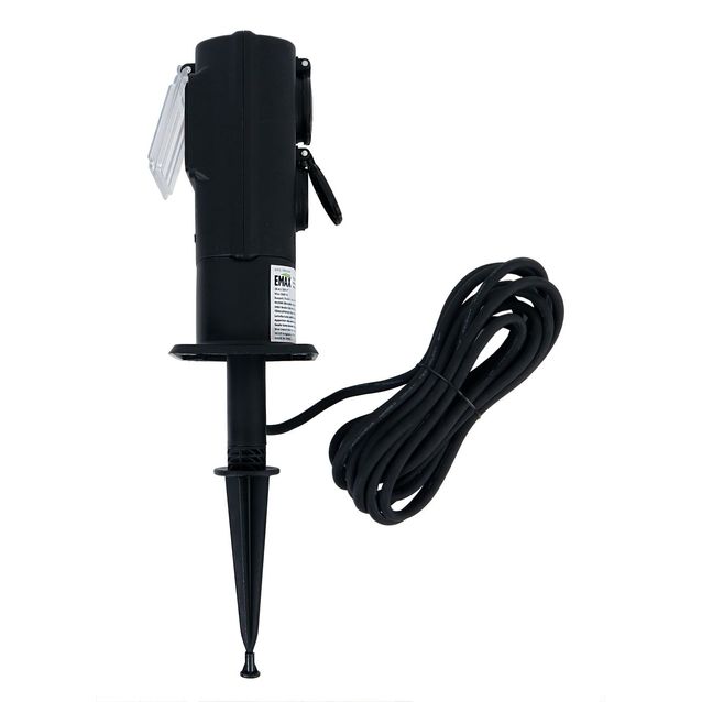 Pistorasia Emax, H05RR-F3G1.5, 2 pistorasiaa, ajastimella, maapiikillä, IP44, 1.4m