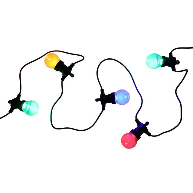 Pallovalosarja Lumo Party Light, 20-osainen, 8m, IP44, ulko- ja sisäkäyttöön, kirkas lamppukupu, monivärinen