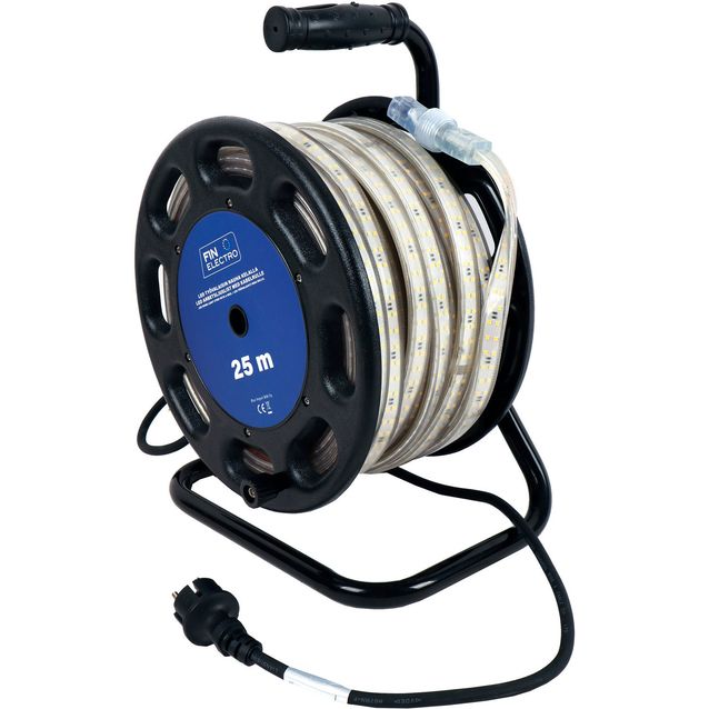 Finelectro Työmaavalonauha 25 m 230 V 12 W/m 37 500 lm 4000 K, kahvakelalla