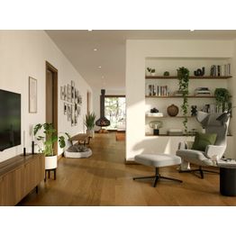 Kovetettu puulattia Bjelin Tammi Tullstorp 3.0 L Terra Brown, harjattu, mattalakattu