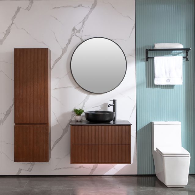 Allaskaappi pesualtaalla Bathlife Förtjust ruskea tammi eri kokoja