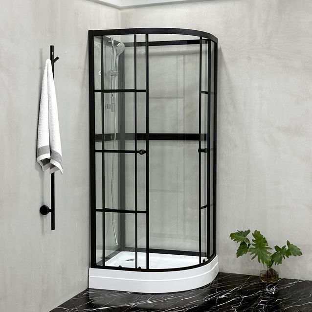 Suihkukaappi Bathlife Betrakta, 70x90cm, pyöreä, kirkas lasi, musta kehys
