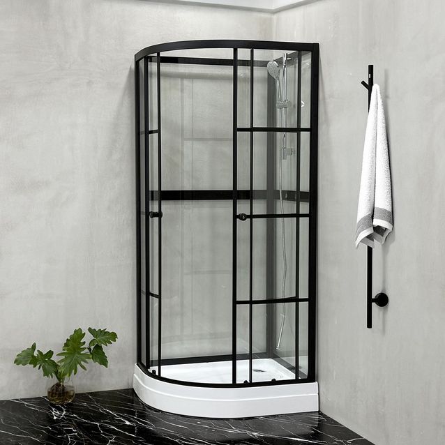 Suihkukaappi Bathlife Betrakta, 90x70cm, pyöreä, kirkas lasi, musta kehys