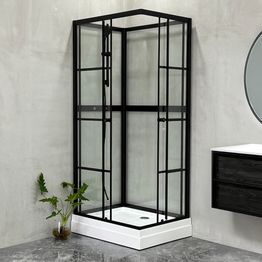 Suihkukaappi Bathlife Betrakta, 70x90cm / 90x70cm, suora, kirkas lasi, musta kehys