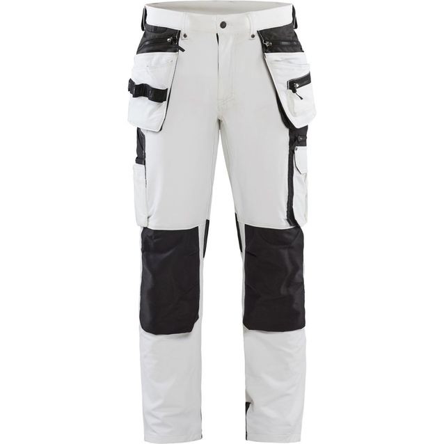 Riipputaskuhousut Blåkläder 1079 Stretch valkoinen/tummanharmaa