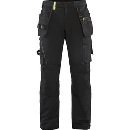 Riipputaskuhousut Blåkläder 1522 Stretch musta/keltainen