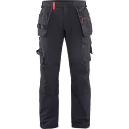 Riipputaskuhousut Blåkläder 1522 Stretch musta/punainen