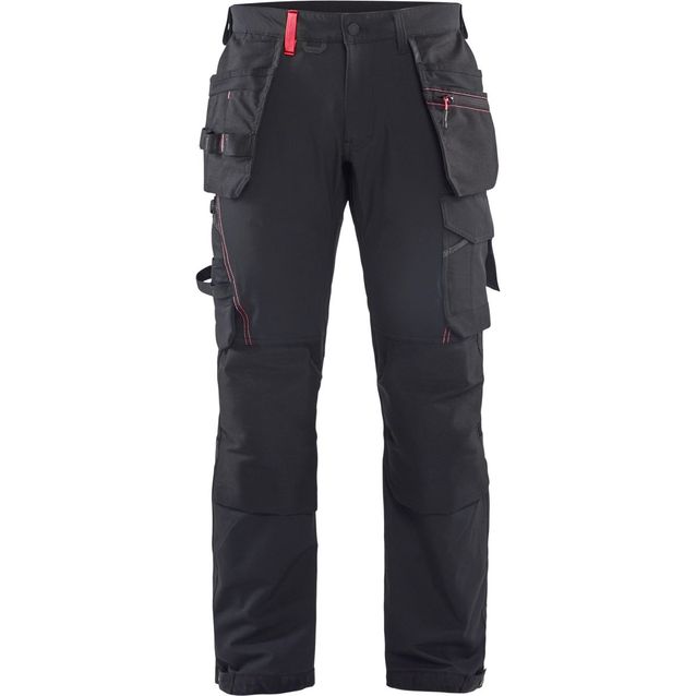 Riipputaskuhousut Blåkläder 1522 Stretch musta/punainen