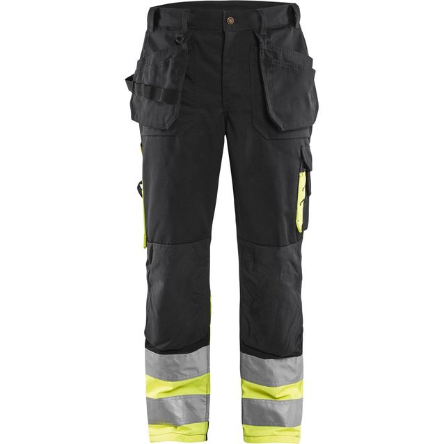 Riipputaskuhousut Blåkläder 1529 Highvis musta/huomiokeltainen