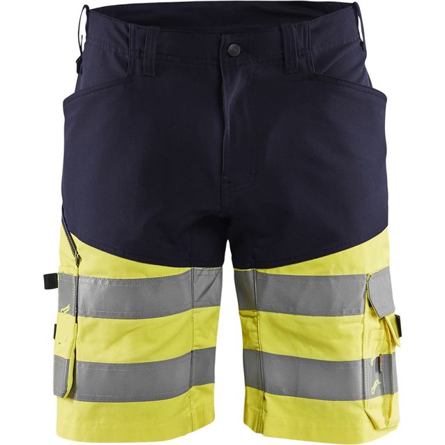 Huomioshortsit Blåkläder 1541 Highvis Stretch mariininsininen/huomiokeltainen