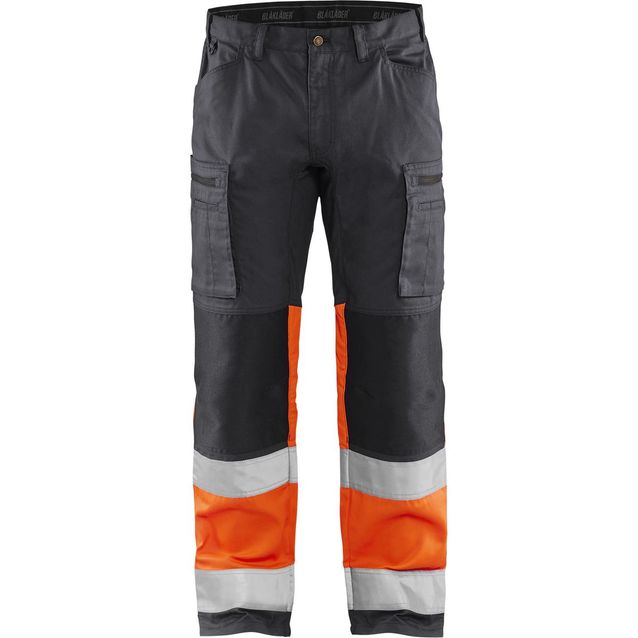 Huomiohousut Blåkläder 1551 Highvis Stretch huomio-oranssi/harmaa