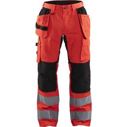 Riipputaskuhousut Blåkläder 1552 Highvis Stretch huomiopunainen/musta