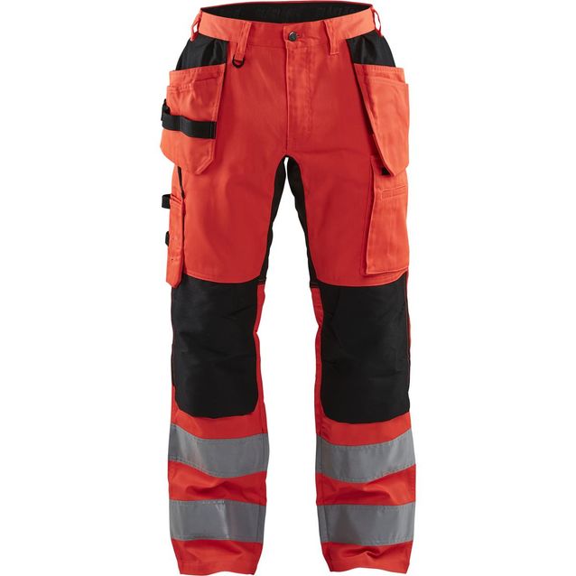 Riipputaskuhousut Blåkläder 1552 Highvis Stretch huomiopunainen/musta