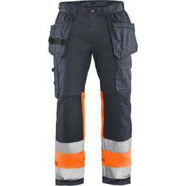 Riipputaskuhousut Blåkläder 1558 Highvis Stretch huomio-oranssi/harmaa
