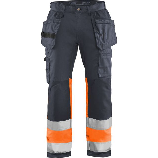 Riipputaskuhousut Blåkläder 1558 Highvis Stretch huomio-oranssi/harmaa