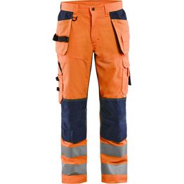 Riipputaskuhousut Blåkläder 1565 Highvis huomio-oranssi/sininen